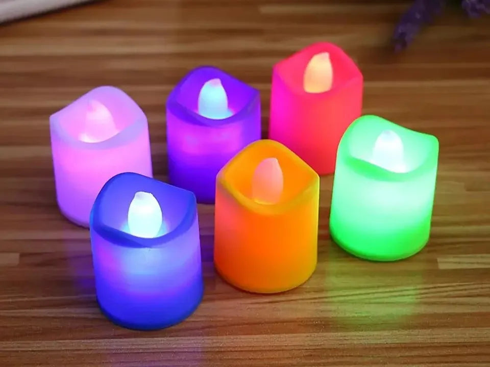 6 Velas Led Multicolor Pilas Navideñas Luz Rgb Iluminación