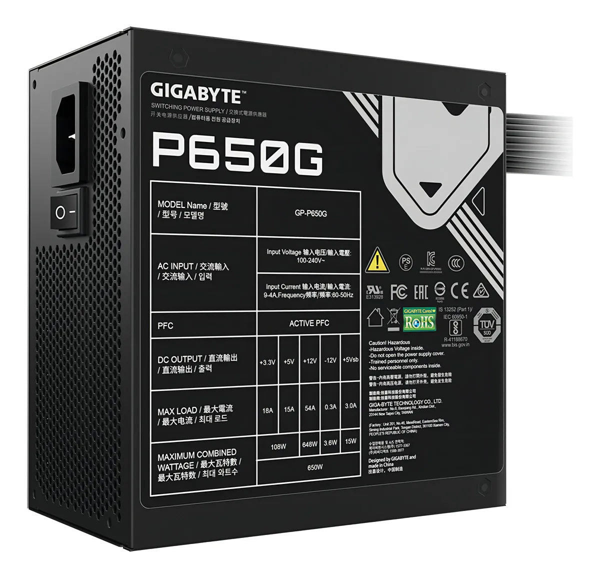 Fuente De Poder Para Pc Gigabyte Gp-p650g 650w Negra Negro