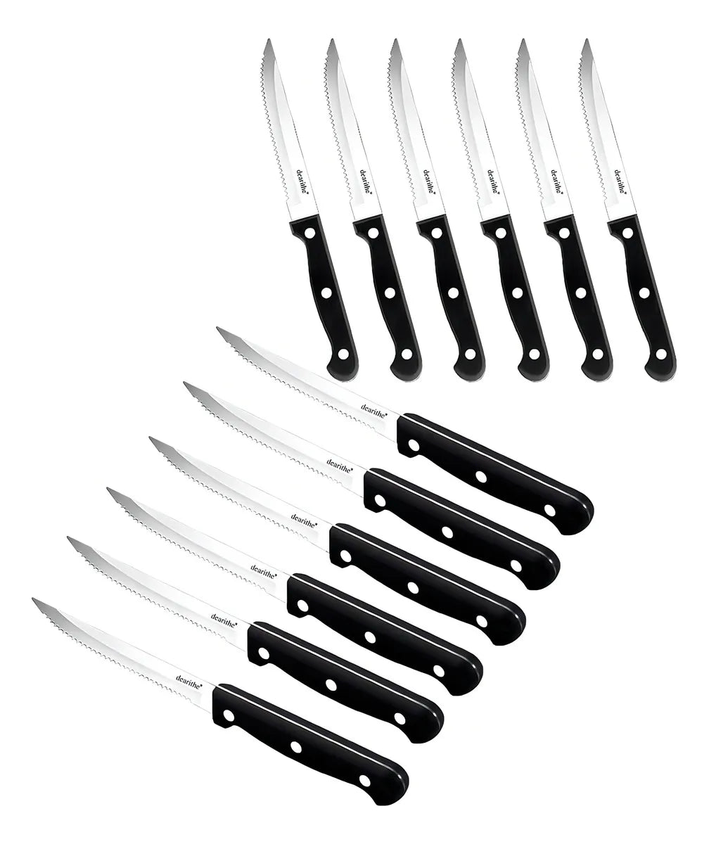 Dearithe Juego De 12 Cuchillos Serrados Para Carne Con Tripl