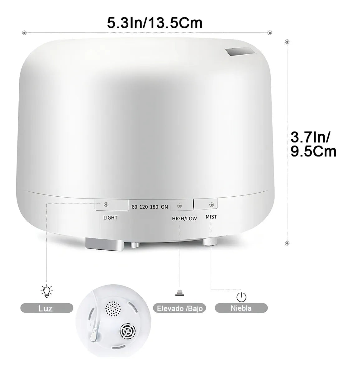 Humidificador Difusor Aromatizador Ultrasónico Banna BT-HUM-500 con voltaje de verde