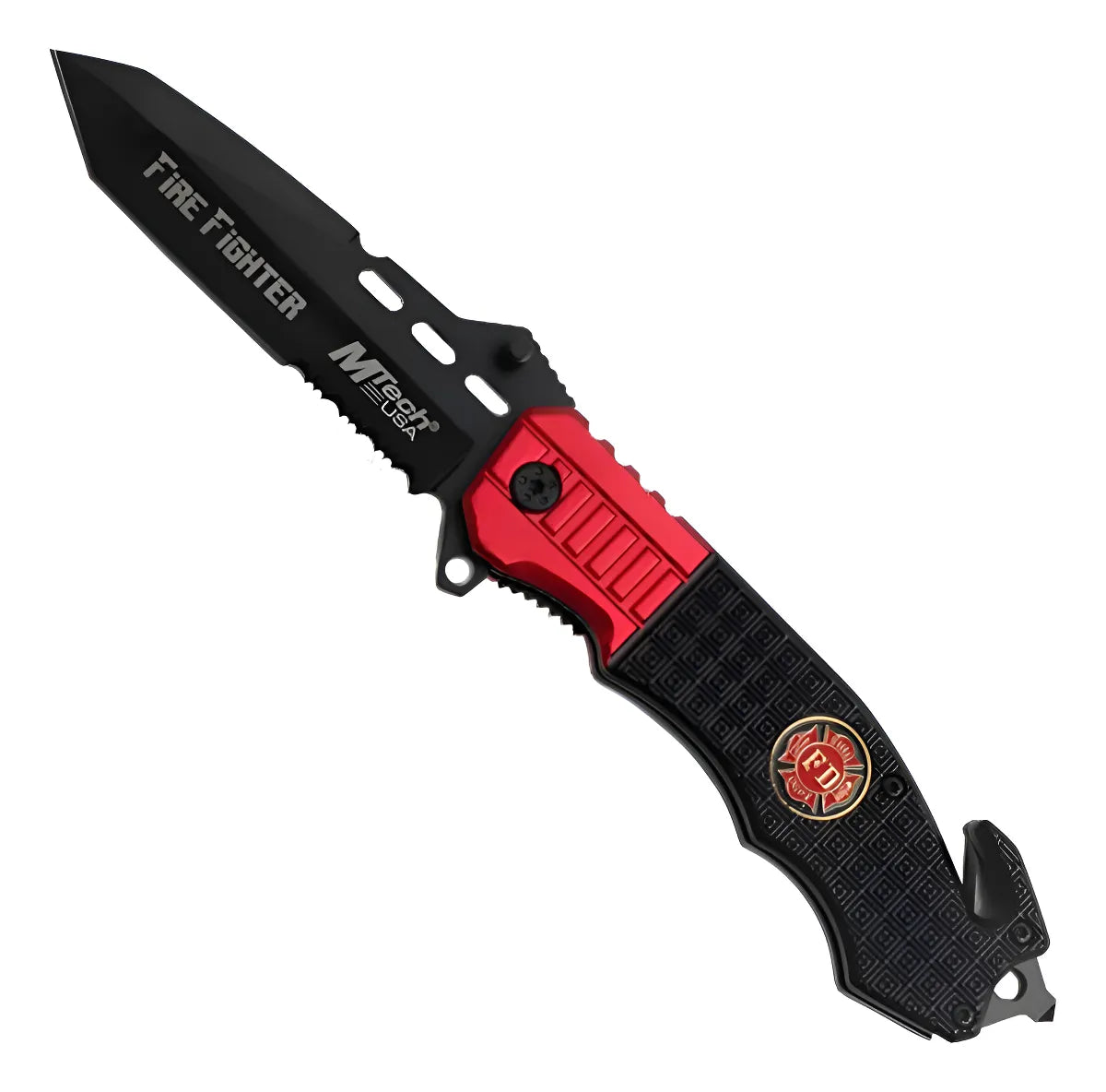 Cuchillo Navaja Tactica De Rescate Bomberos Camping Defensa Negro