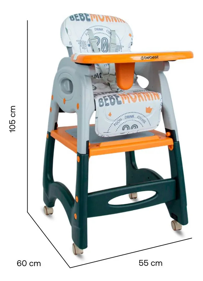 Silla Comedor Bebe 3 En 1 Comedor Escritorio Niños Color Blanco/Azul Niño