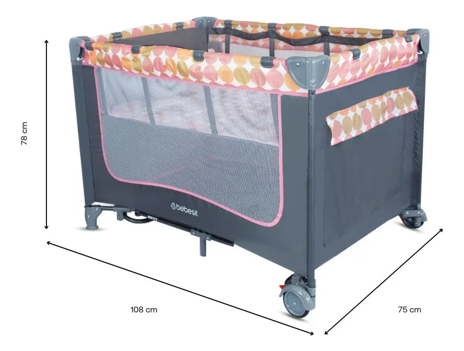 Cuna Corral Bebé Con Mecedora + Cambiador Magic Bebesit Con Ruedas