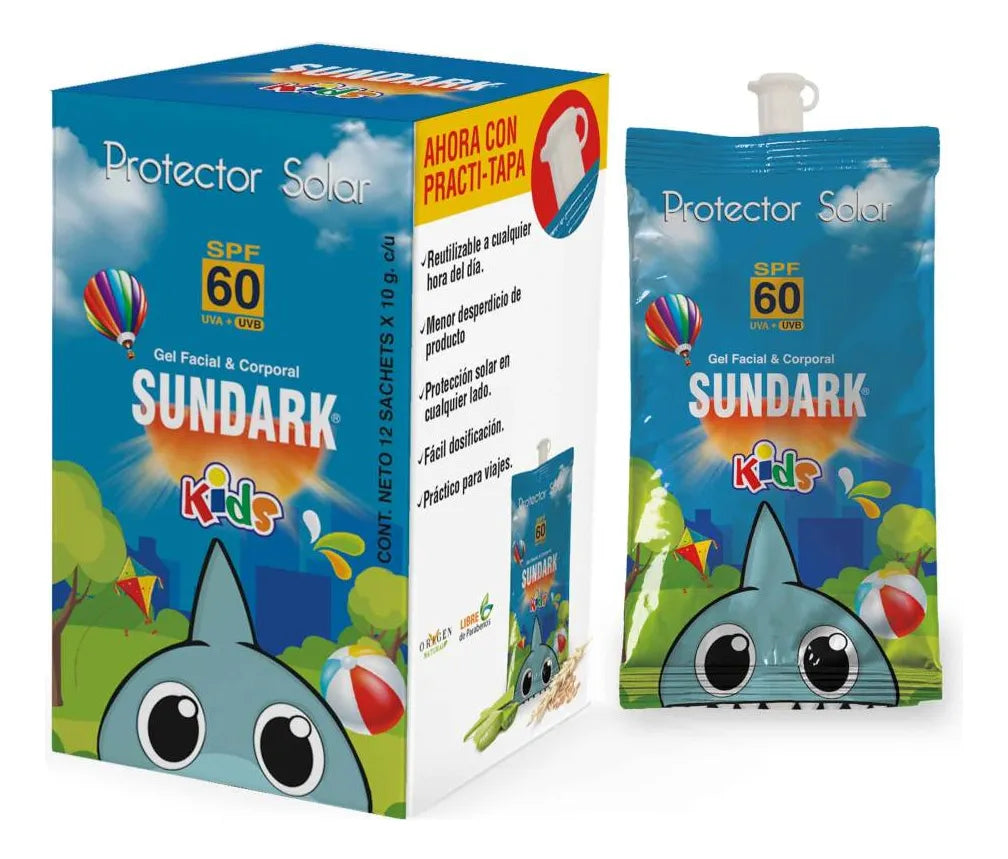 Protector Solar Arawak Sundark Kids Spf 60 Sachet 10 Caja 12