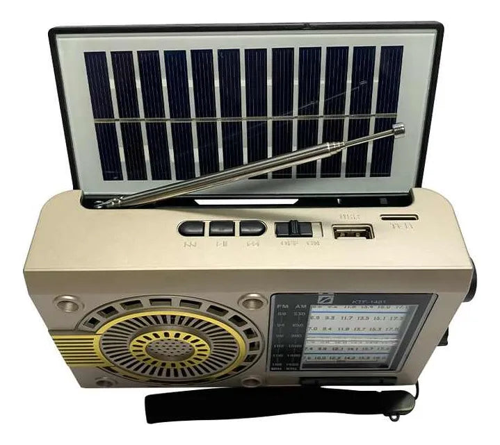 Radio Altavoz Bluetooth 3 Bandas Mp3 Recargable Panel Solar Diseño