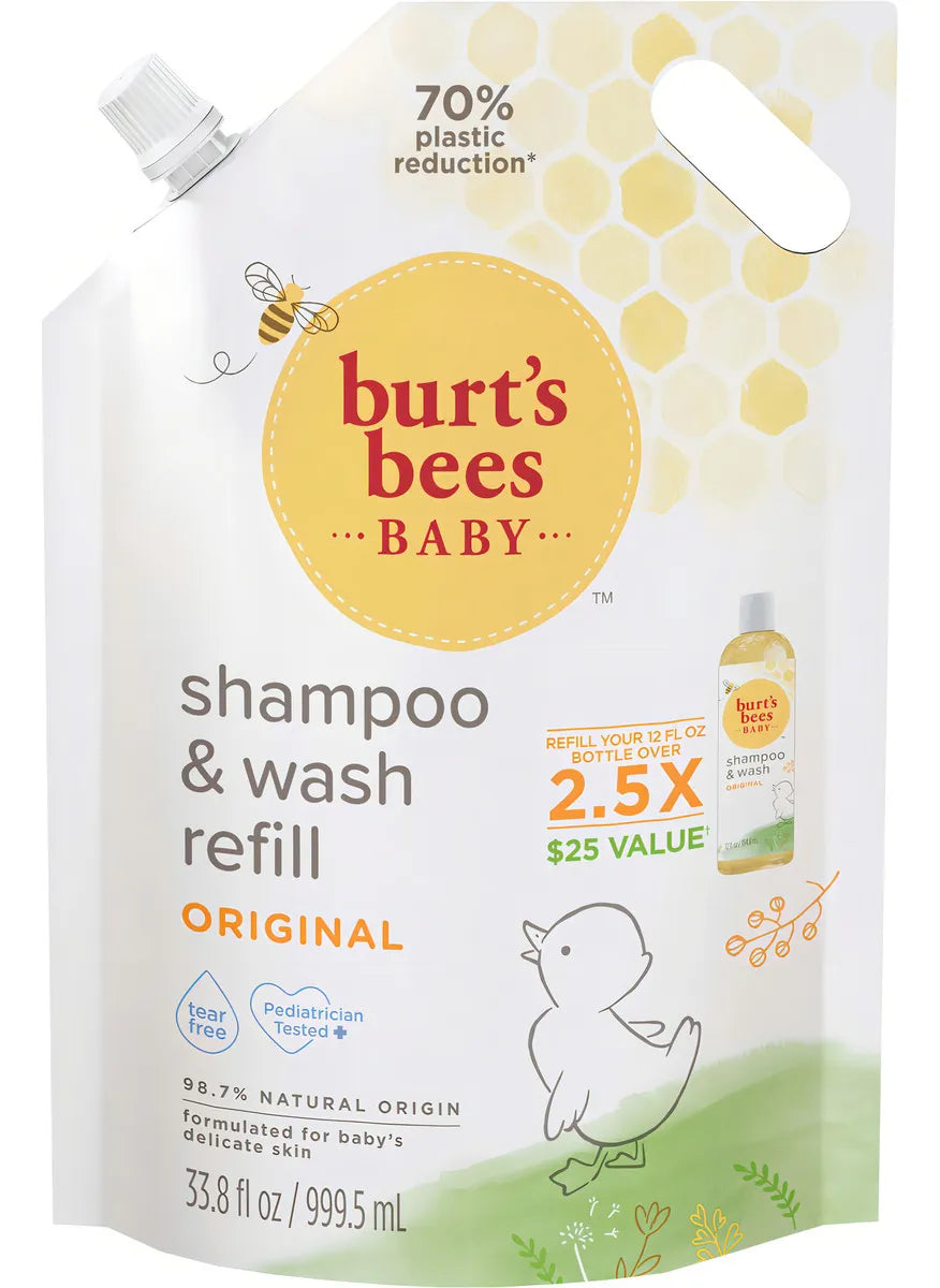 Burt's Bees Baby Shampoo & Wash Refill, Jabon No Irritante S