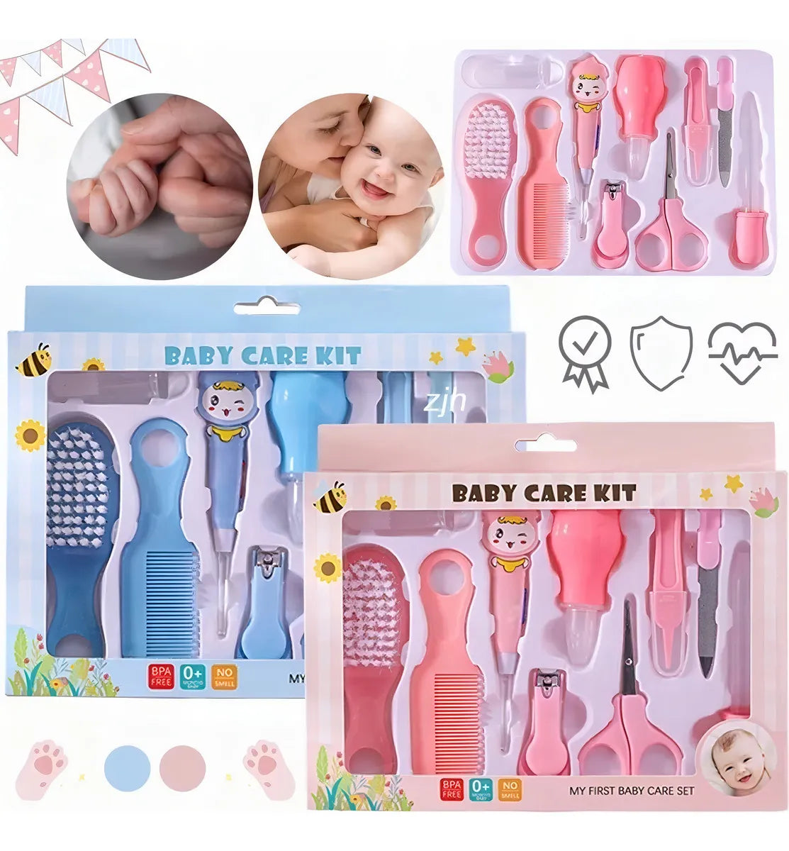 Kit Cuidado Ideal De Bebe Portátil Higiene Cortauñas Color Rosa