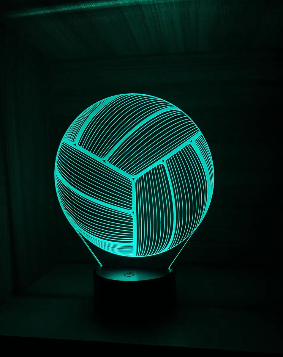 Lámpara De Noche Led 3d Balon Voleibol Regalo Holograma - Negro