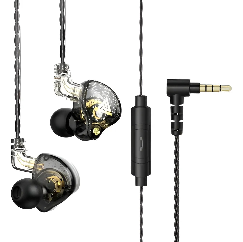 Auriculares Qkz Ak6 Pro Mic Inear Stage Retur de color negro