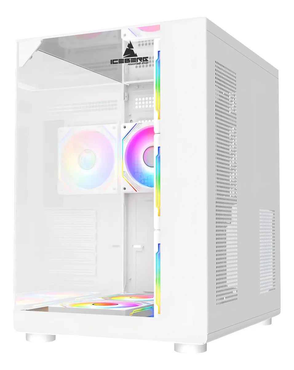 Chasis Gamer Iceberg Crystal Cube S Black 6 Fans Argb Atx Color Blanco