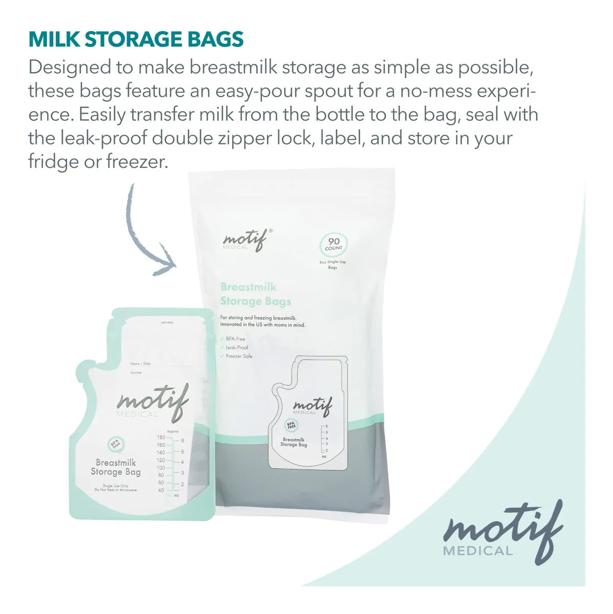 Motif Medical, Bolsas De Almacenamiento De Leche, Bolsa Para