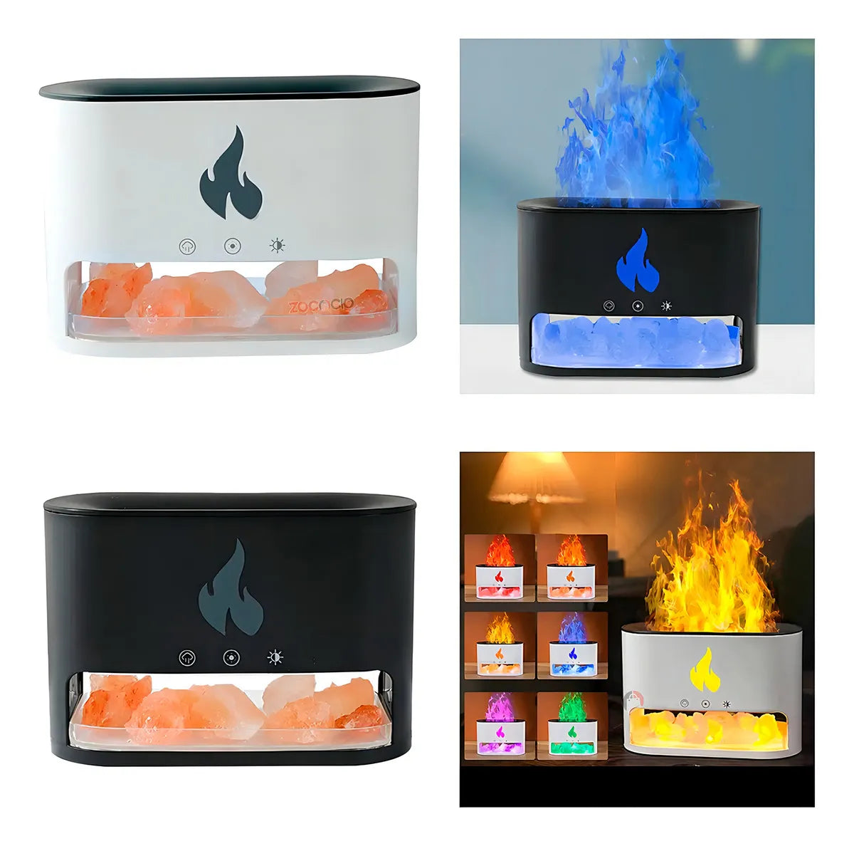 Humidificador De Aire Difusor De Aromas Con Piedra Himalaya Color Negro