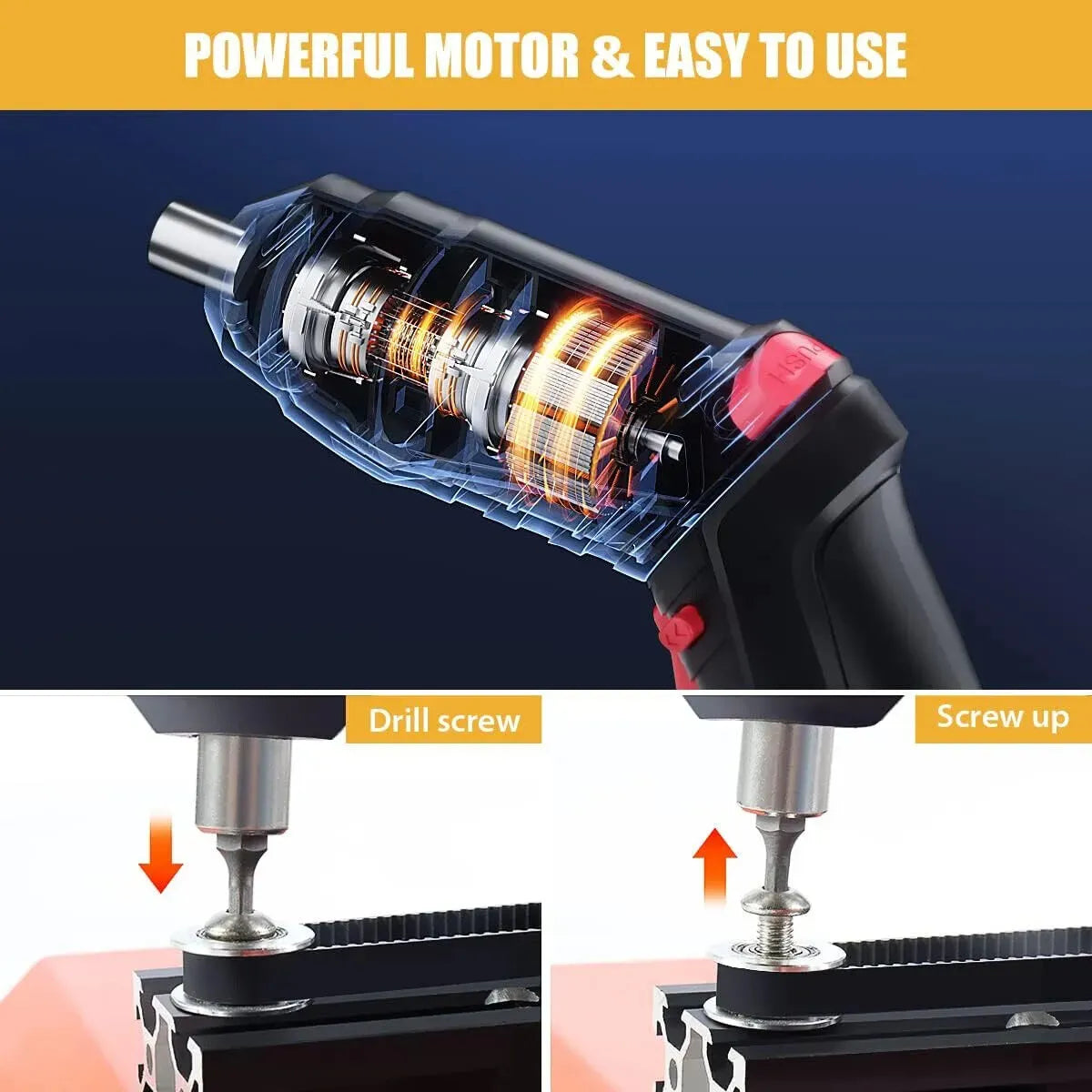 Kit De Taladro Y Destornillador Eléctrico Inalámbrico De 47 - Negro - 220