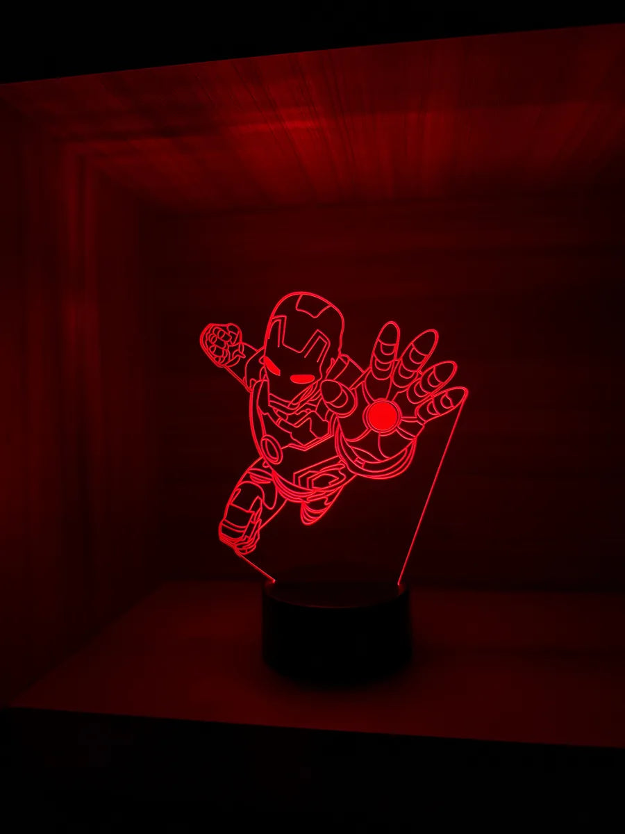 Lámpara De Noche Led Iron Man Holograma Regalo Decoración Negra