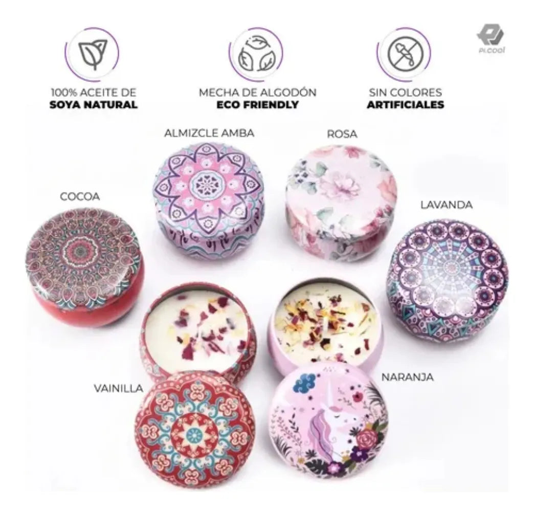 Juego De Regalo De 4 Vela Perfumada Para Relajación Y Alivio - Colores - Mandala - Varios