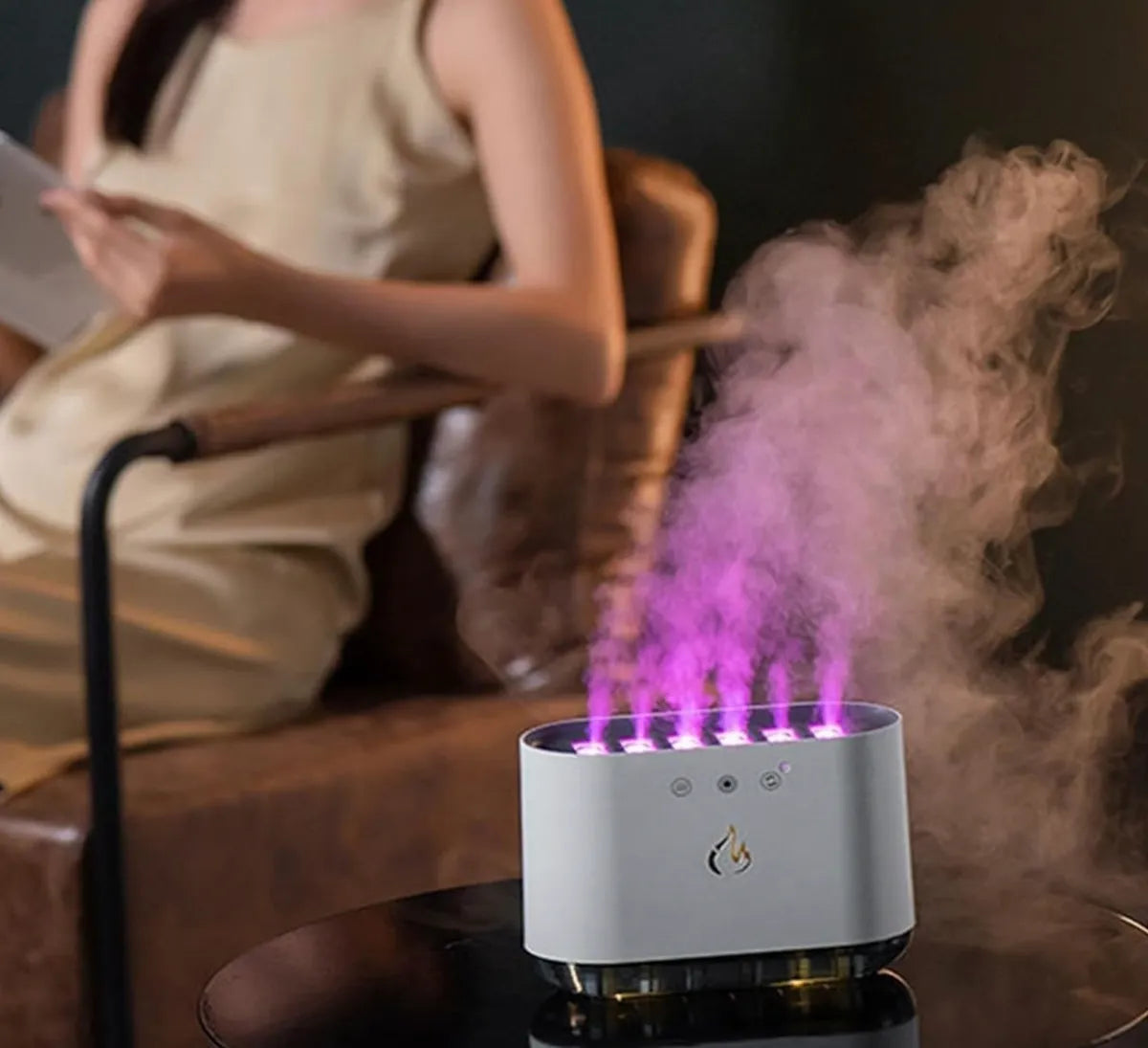 Humidificador Difusor Aroma 900ml Luz Rgb Movimiento Ritmico - Blanco