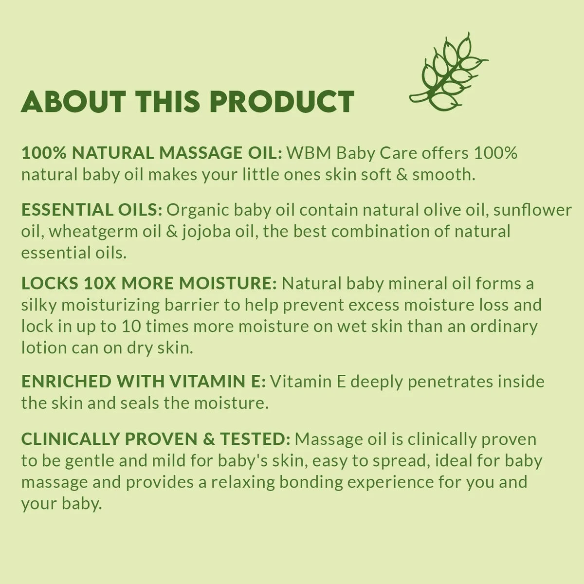 Wbm Care Aceite De Masaje Hidratante Para Bebés | Sin Acei.