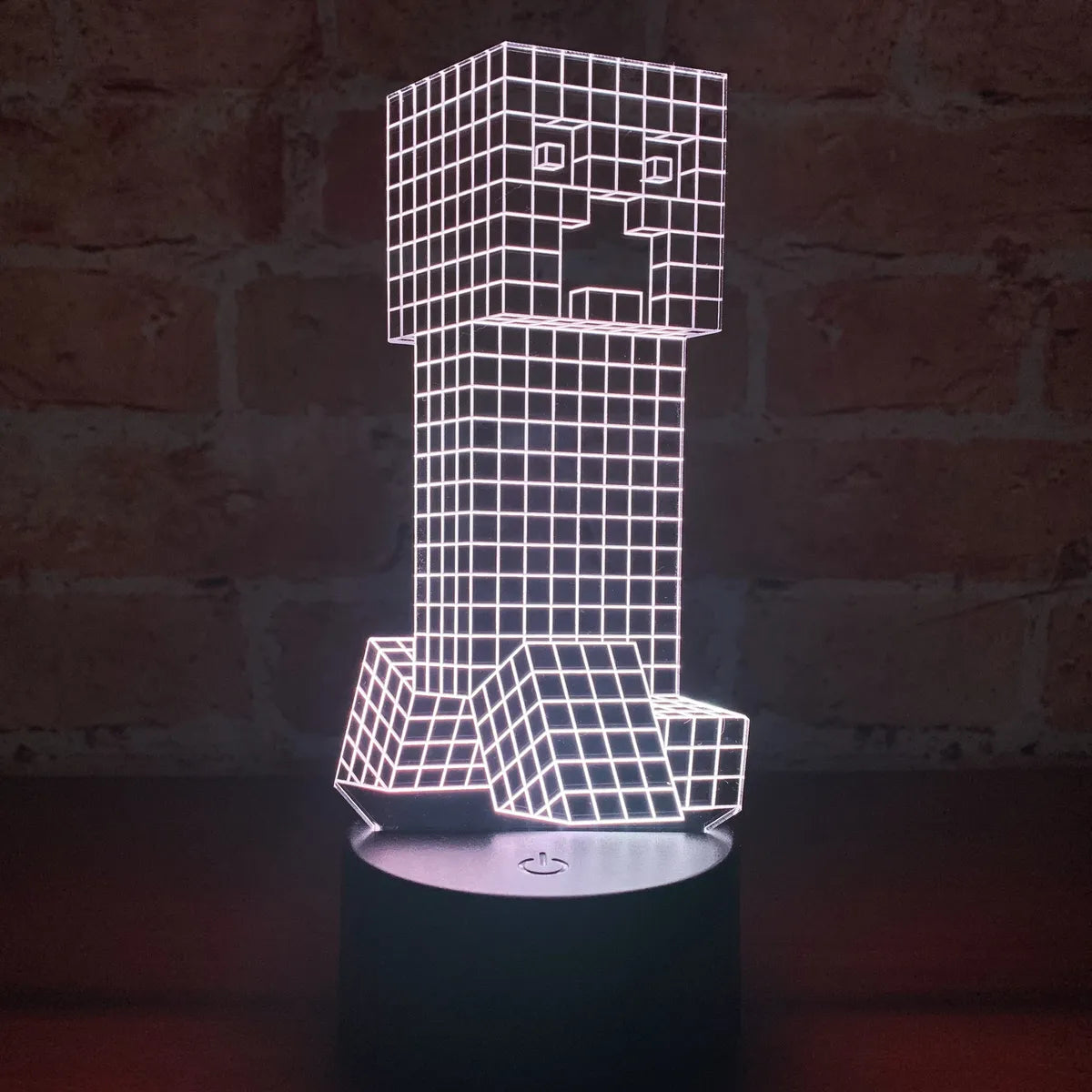 Lámpara De Noche Led 3d Minecraft Creeper Regalo Holograma Negro