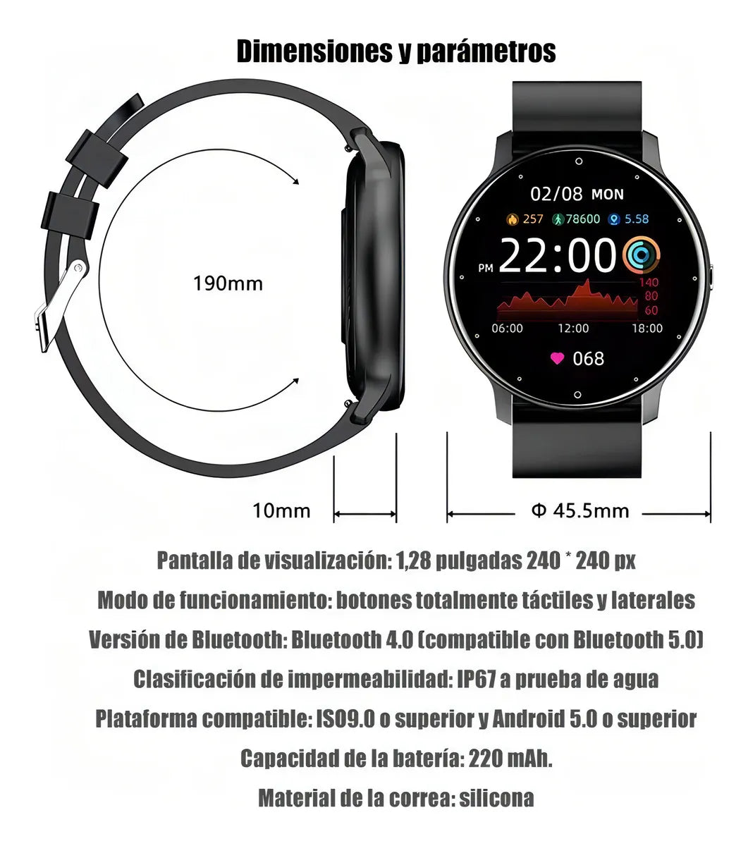 Smartband Lige ZL02D display de 1.39" con correa de silicona con correa color negro