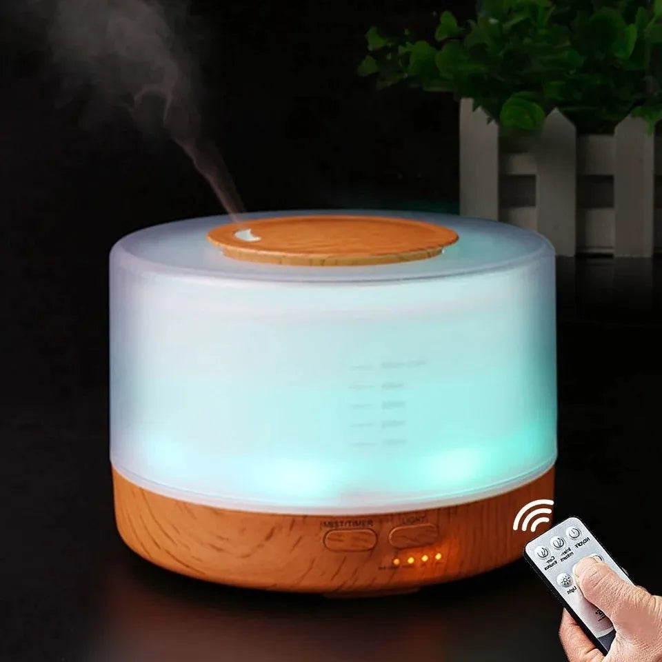 Difusor De Aromas 500ml Control Remoto Humidificador+esencia - Madera