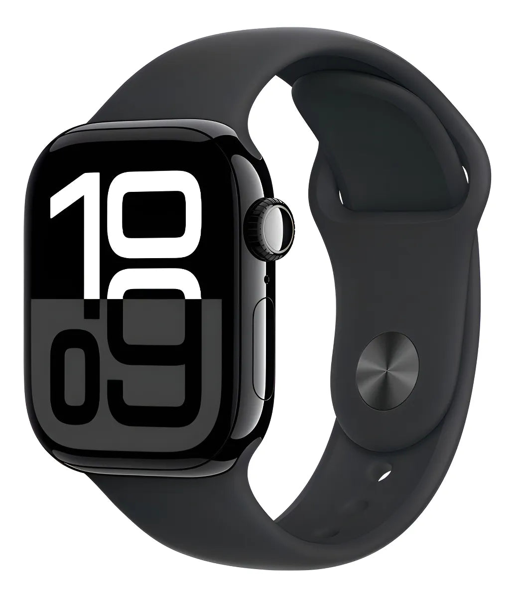Apple Watch Series 10 GPS • Caja de aluminio negro azabache de 42 mm • Correa deportiva negra - M/L