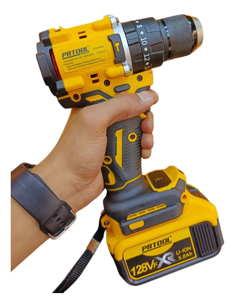 Combo Taladro Inalámbrico 128v Y Pistola Impacto 1/2 Amarill Amarillo