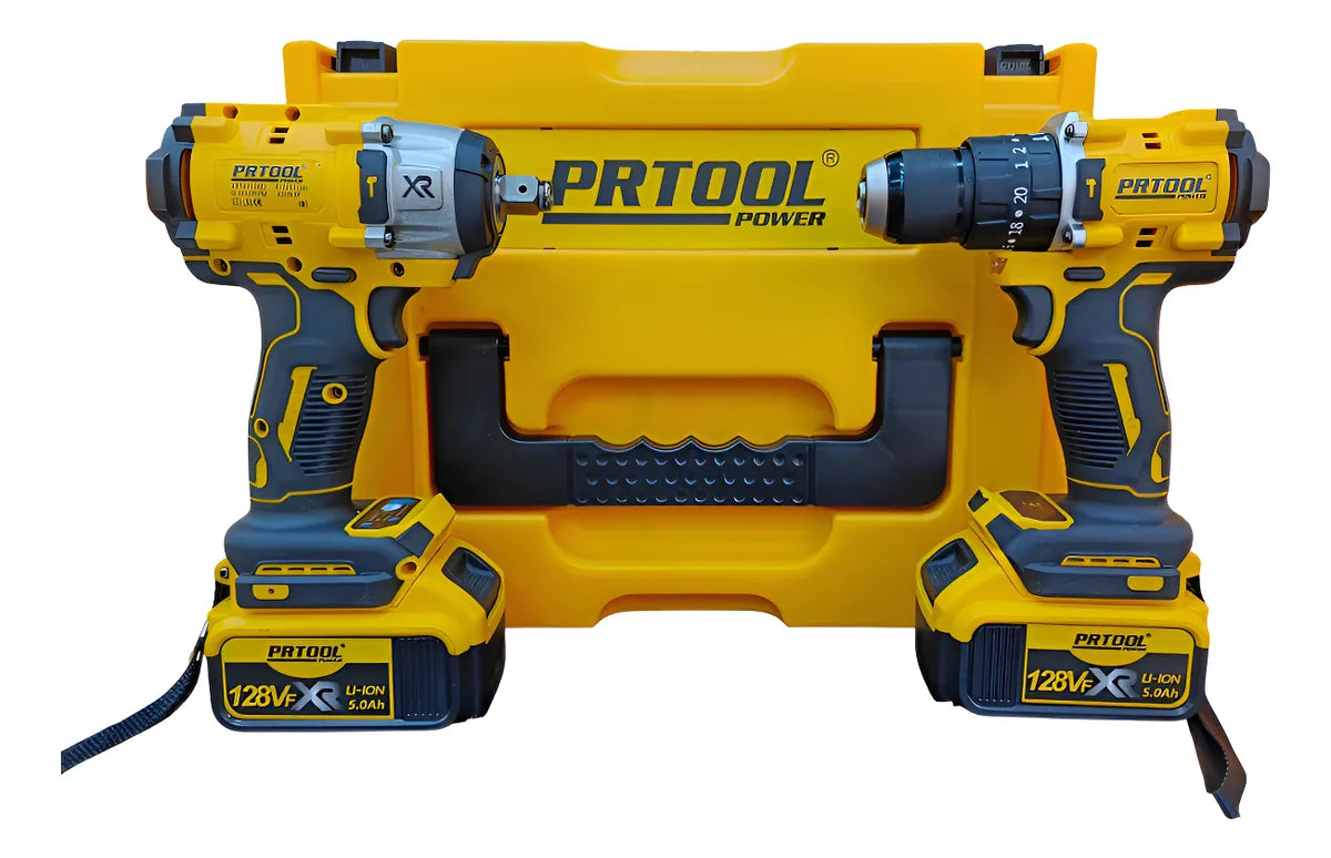 Combo Taladro Inalámbrico 128v Y Pistola Impacto 1/2 Amarill Amarillo