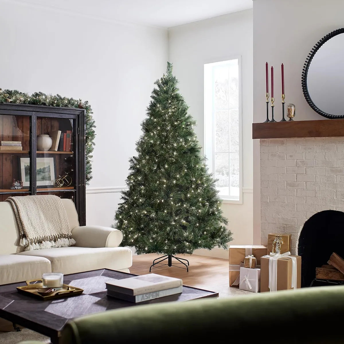 Árbol Artificial Preiluminado De 7.5 Ft - Efecto Realista