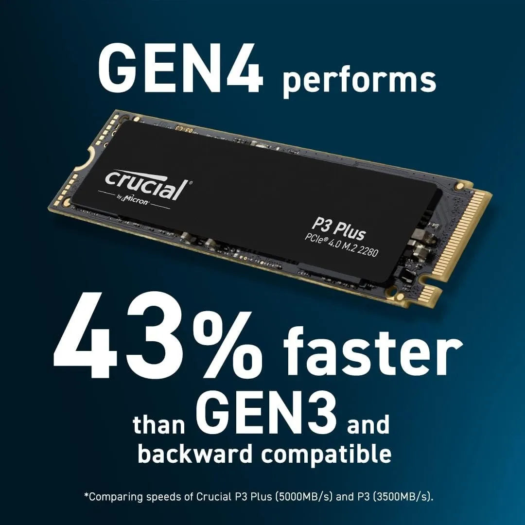 Disco Duro 1tb M2 Crucial P3 Plus Gen4 Nvme Pcie 5000mbps Negro