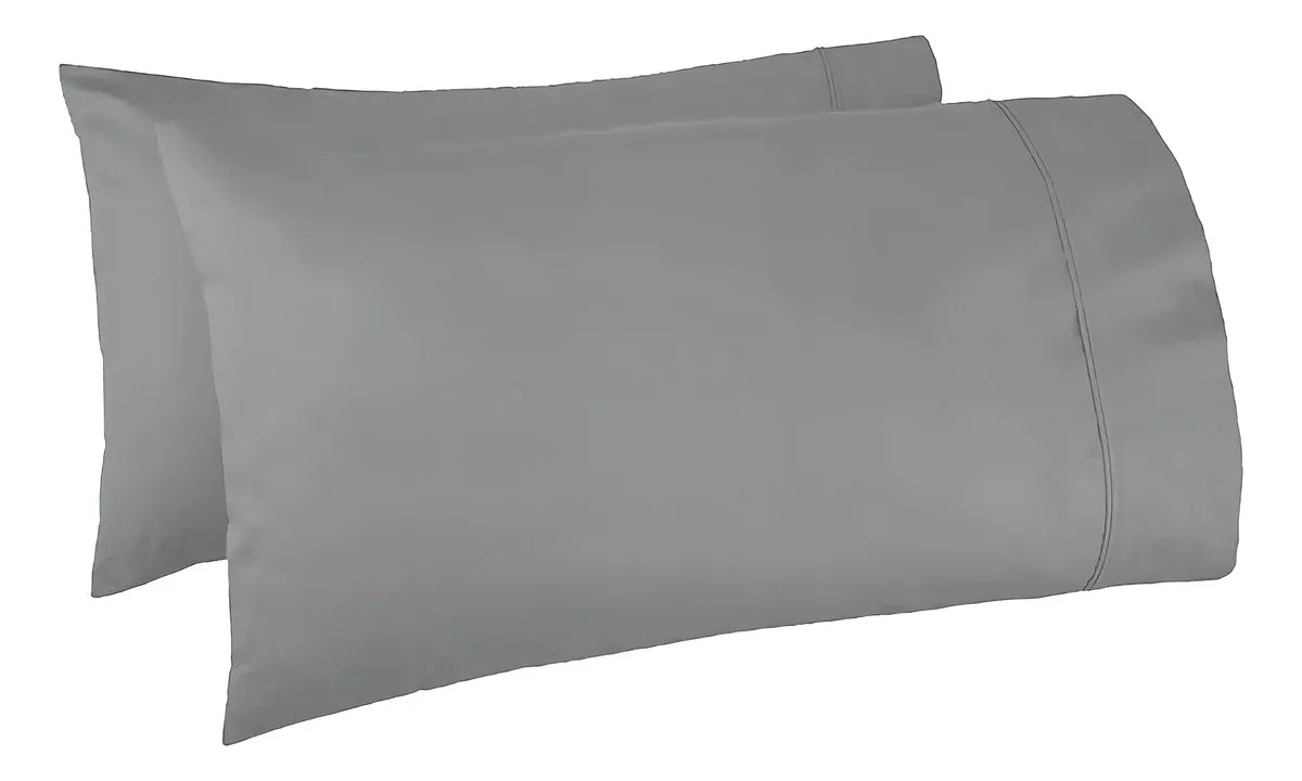 X2 Fundas Para Almohadas De Microfibra 70x50 Color Gris Oscuro Liso