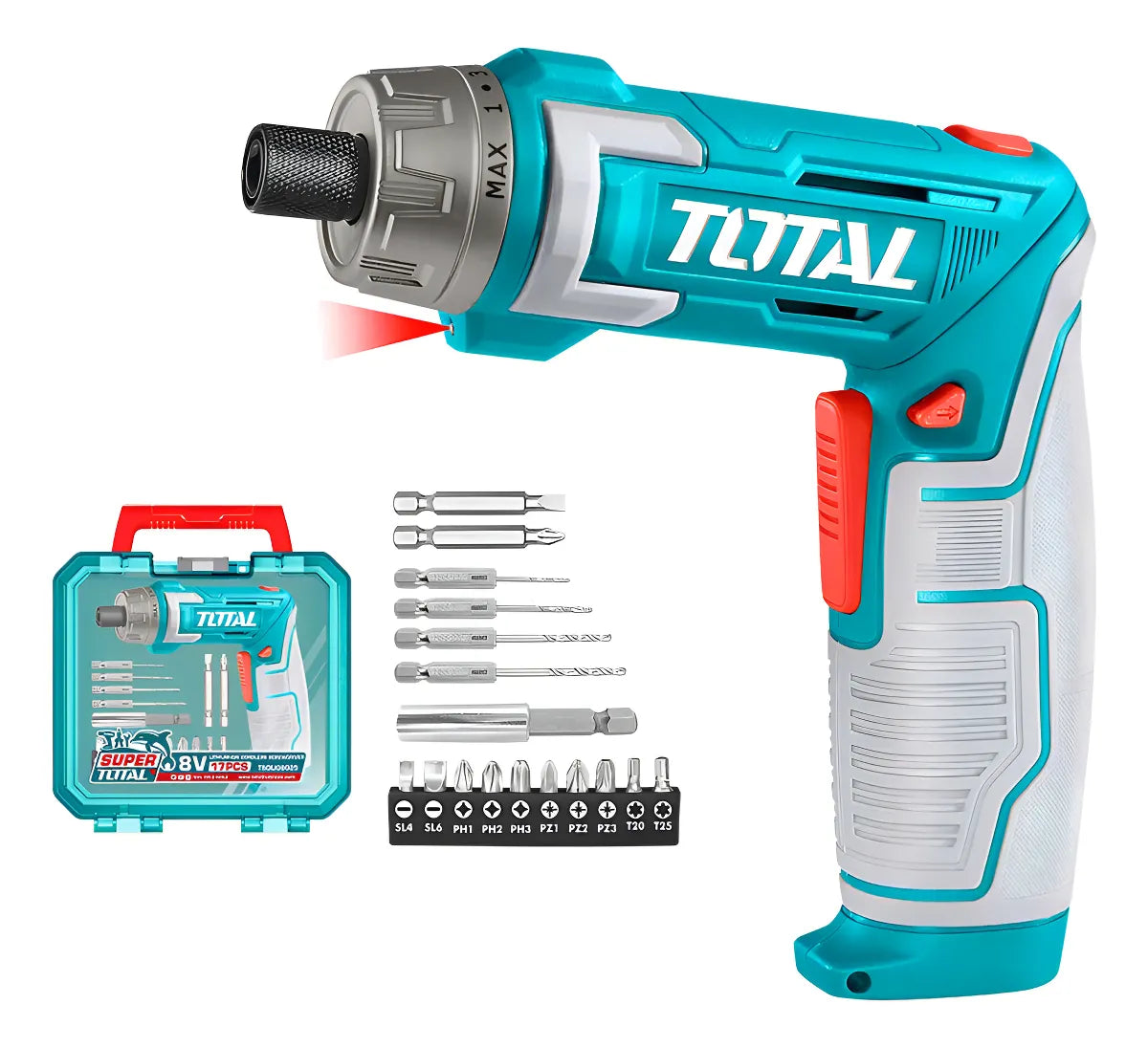 Destornillador Atornillador Inalámbrico 8v Total Tsdli08025 Color Turquesa