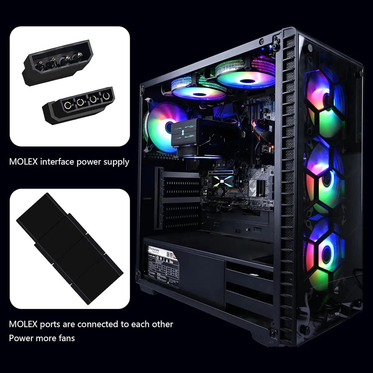 Ventiladores Ds Led Rgb 6 Unidades 4.724 Negros.