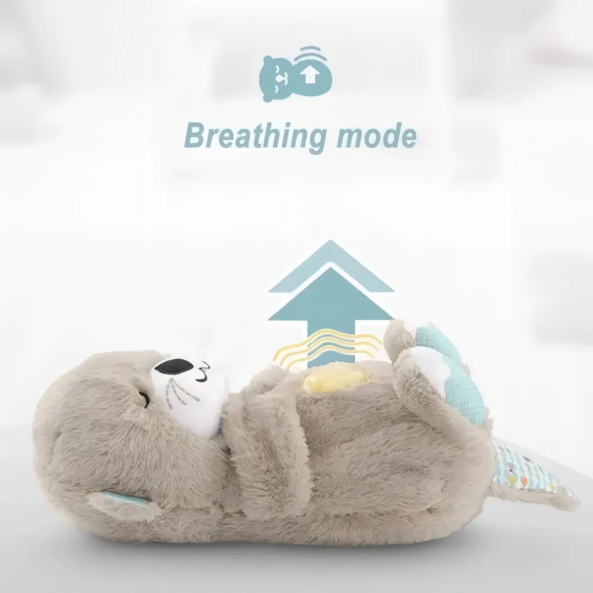 Peluche Realista Nutria Bebe Estimulacion Sensorial Sonido, Compañera De Respiración Relajante Ansiedad Te Ayuda A Dormir Color Gris