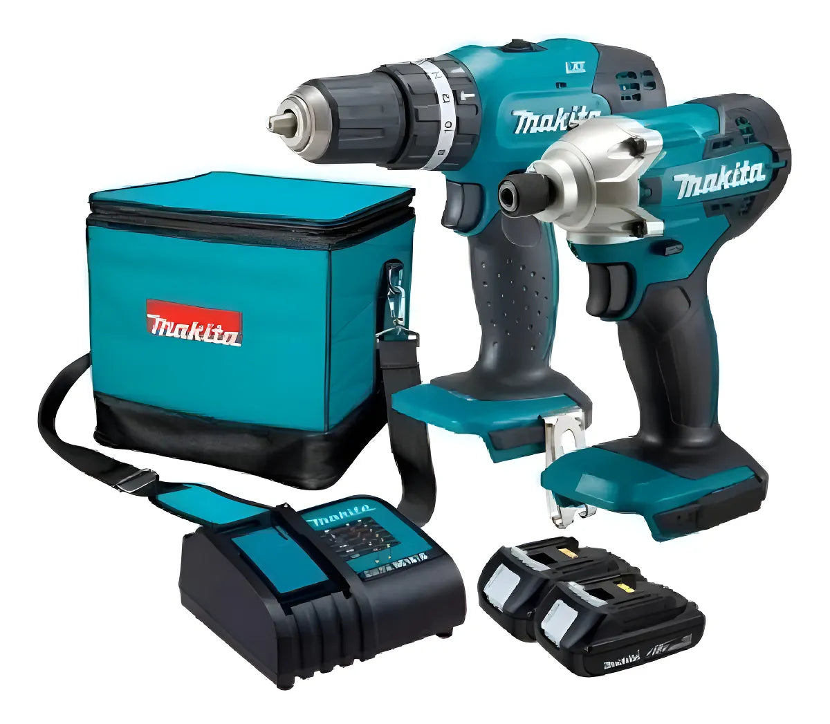 Kit Makita 18 Volts Taladro Percutor + Atornillador Impacto Color Verde