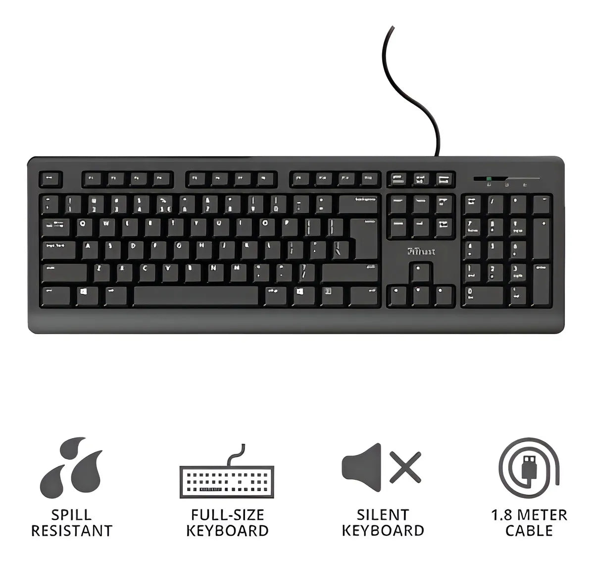 Teclado Trust Primo Teclas Silenciosas Y Resistente Líquidos Color Del Teclado Negro