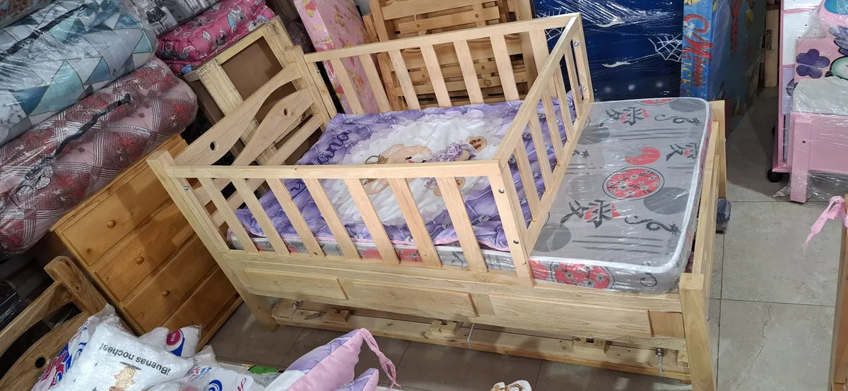 Cama Cuna Flor Morado, Corral De 150cm Natural Flor Morado