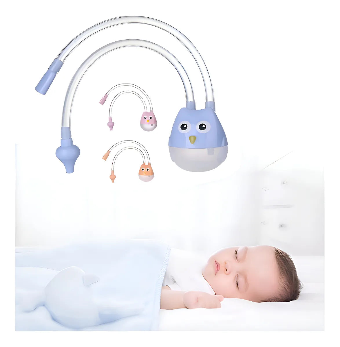 Aspirador Nasal Para Bebe Aspirador De Succión Saca Mocos Color Azul Claro
