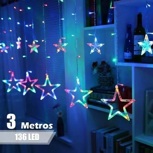 Extensión Luces Led Estrella Decoración Navideña Multicolor