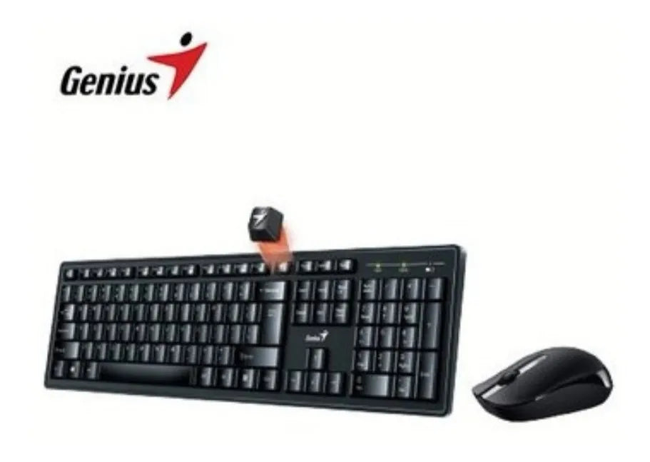 Kit de teclado y mouse inalámbrico Genius KM-8100 Español Latinoamérica de color negro