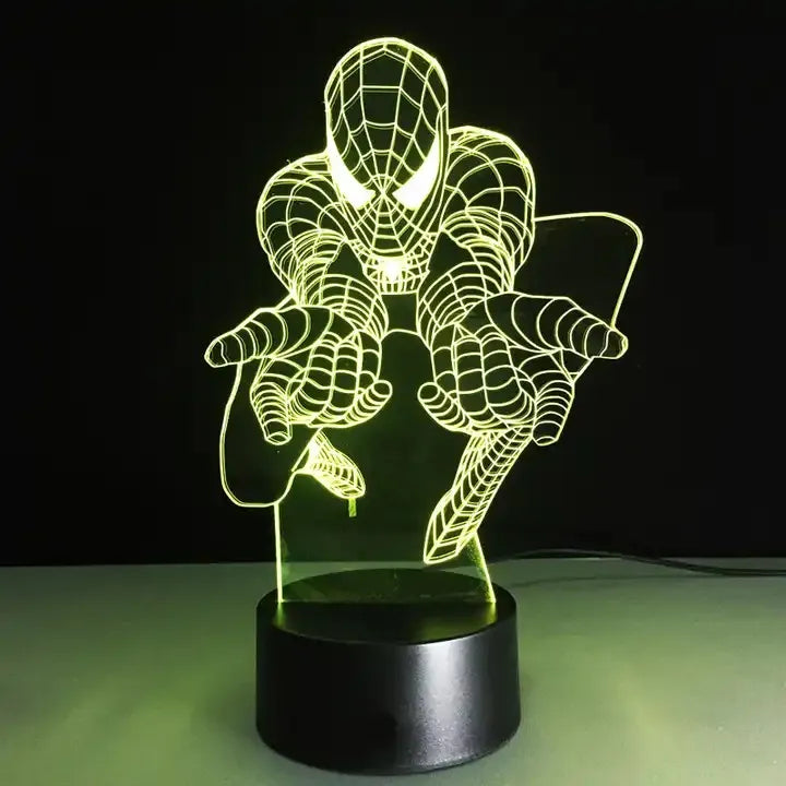 Lámpara De Noche Led Spiderman Decoración Regalo Holograma - Negra
