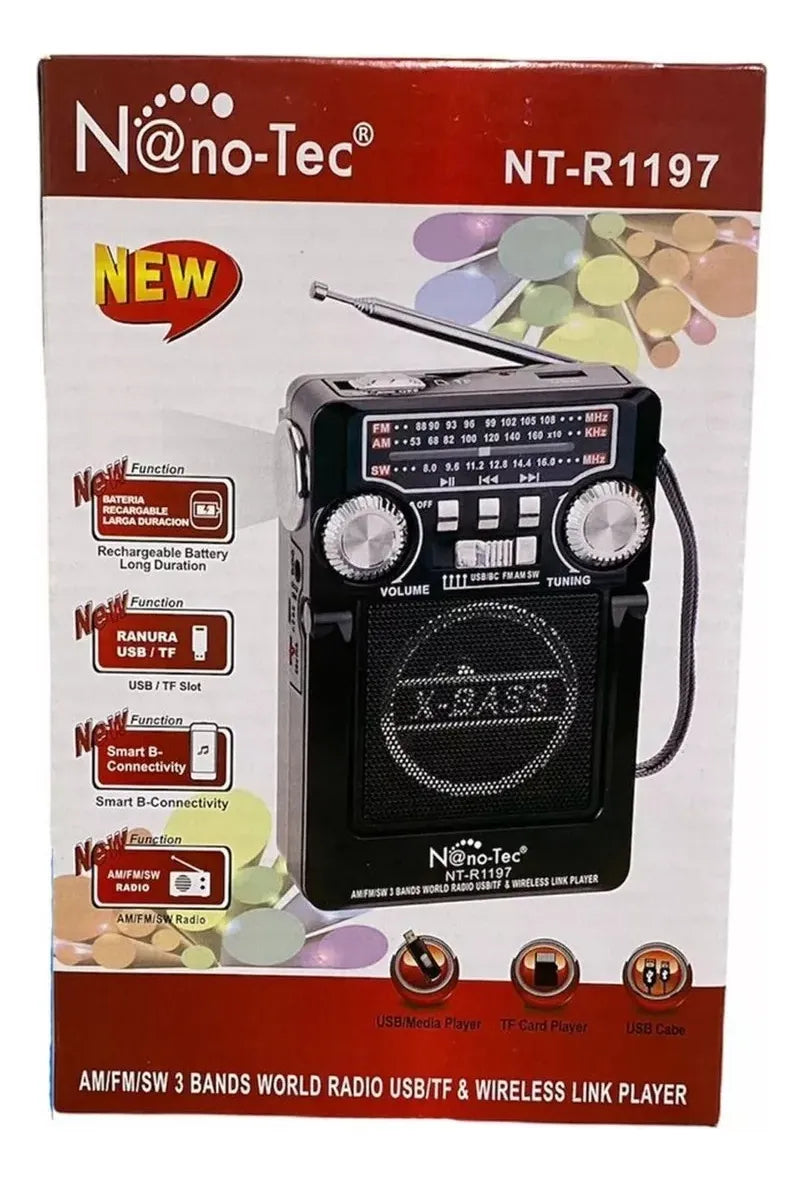 Radio Parlante Recargable Panel Solar Linterna Led Portátil Diseño