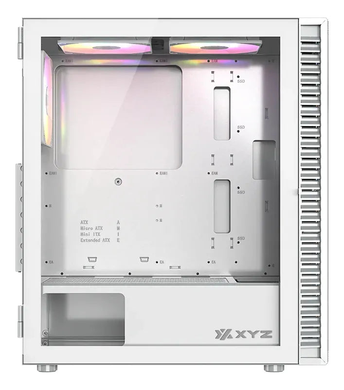 Chasis Gamer Xyz Airone 100 Glass Blanco X6 Fans Argb Vidrio