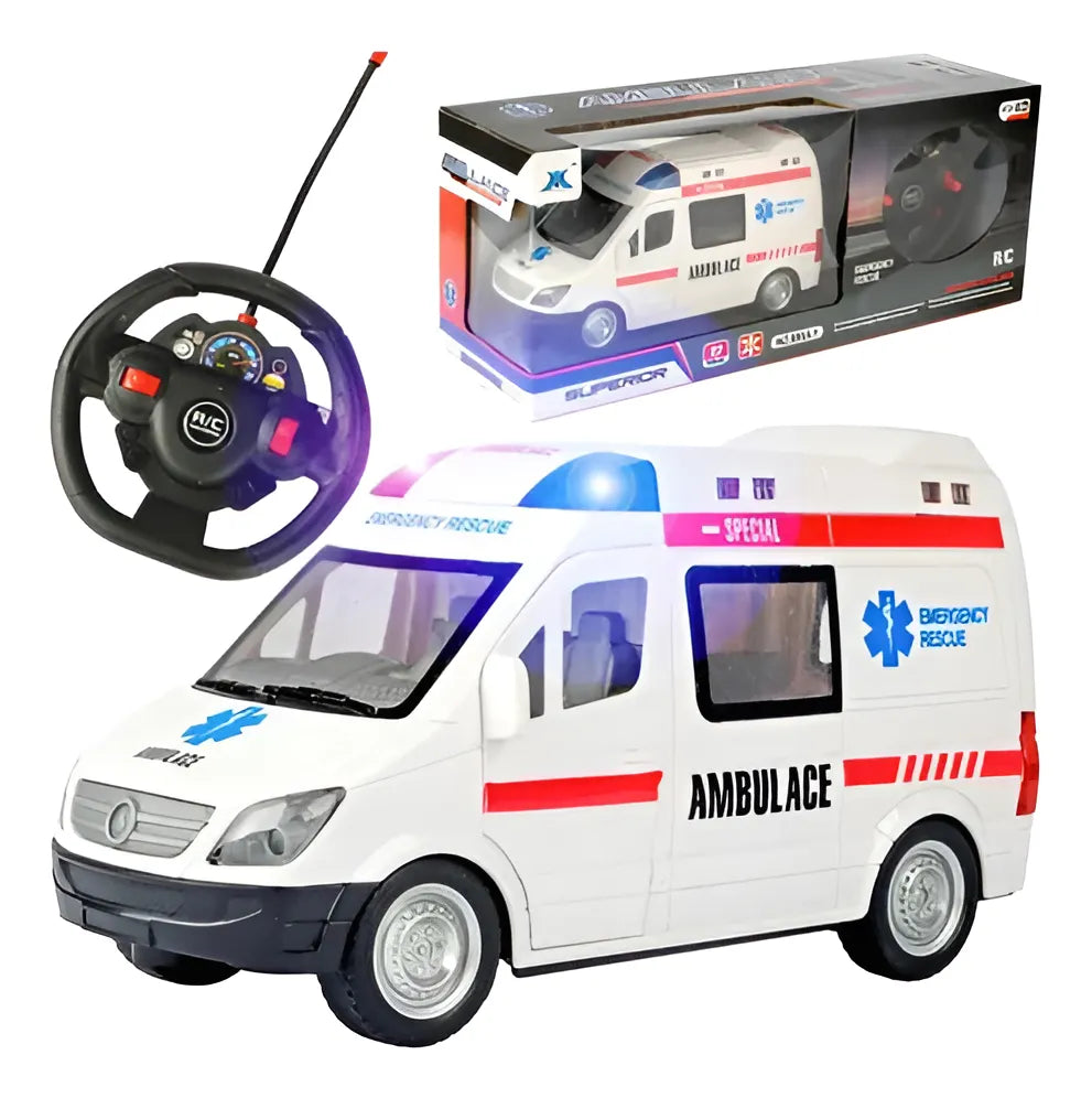 Ambulancia A Control Remoto Con Luces Y Sonidos Blanco