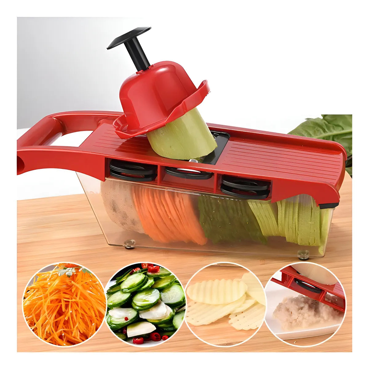 Rallador de mandolina, queso, patatas, verduras, verduras, 6 en 1