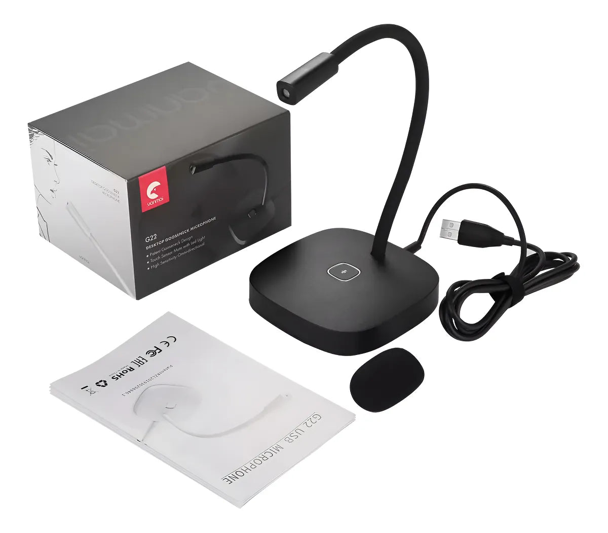 Micrófono de escritorio para pc notebook profesional color blanco G22 Seisa