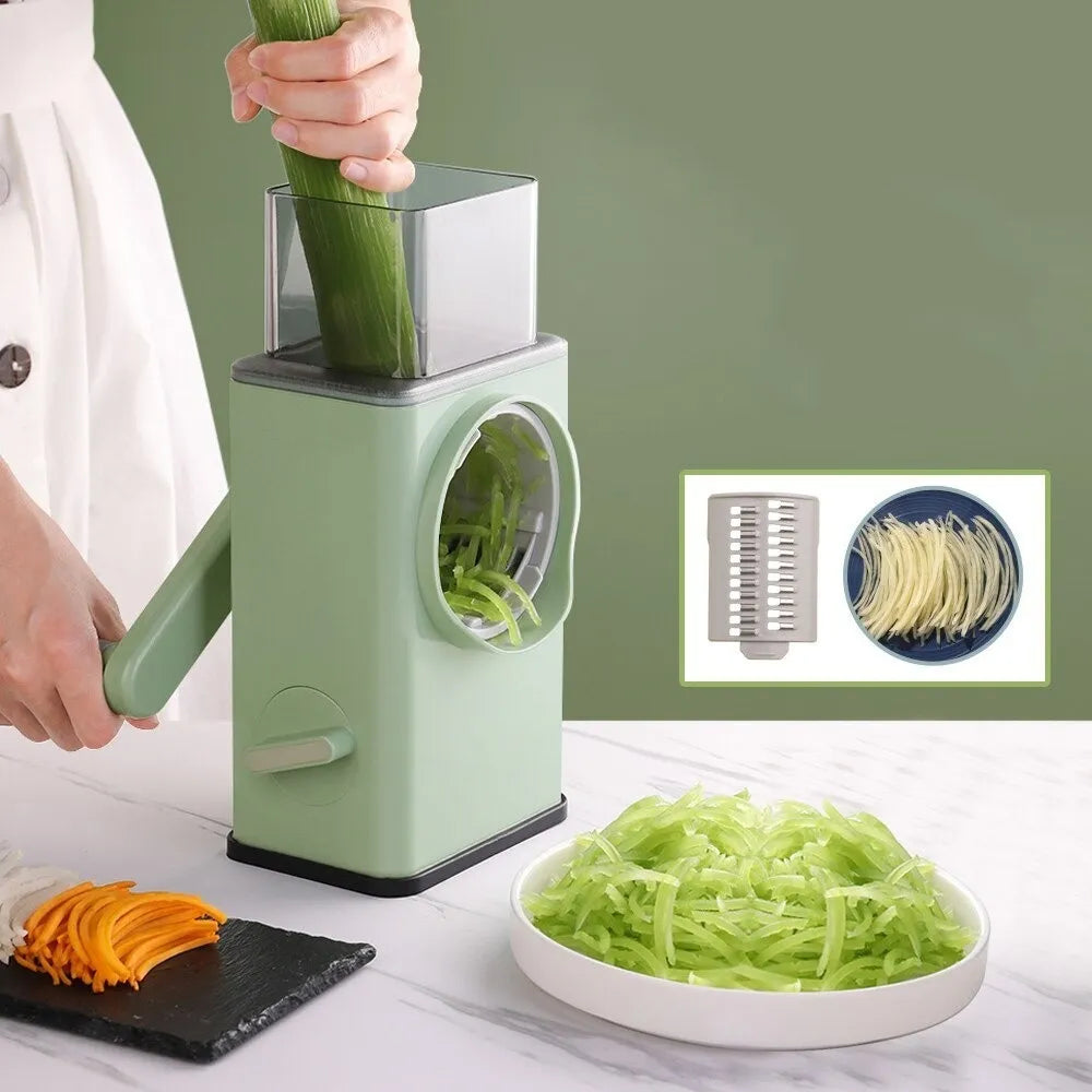 Rayador Y Cortador De Verduras 3 En 1 Mandolina Verde