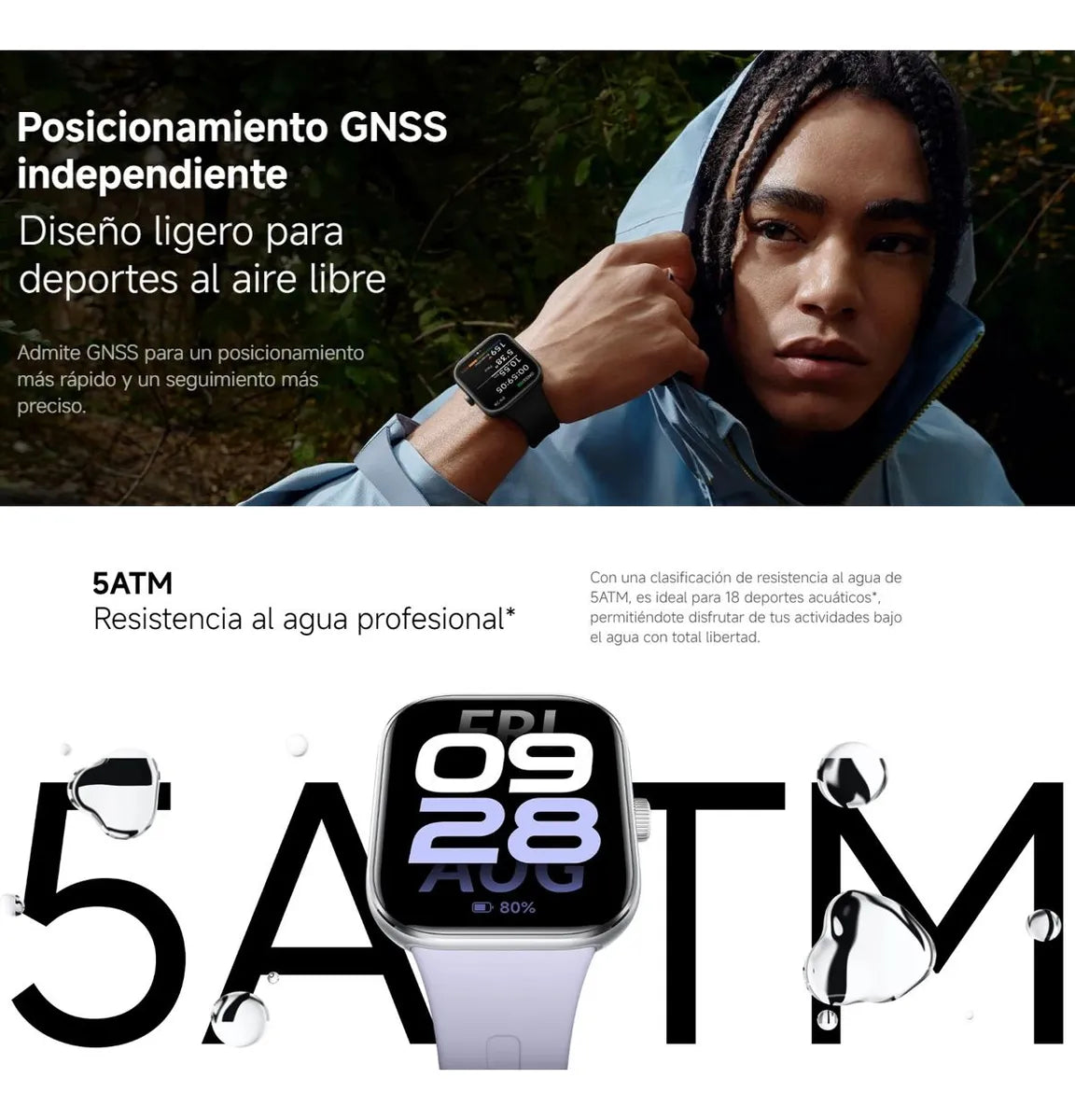 Xiaomi Redmi Watch 5, Smartwatch Llamadas Bluetooth 5atm Gnss, Gris Blanco Blanco Blanco