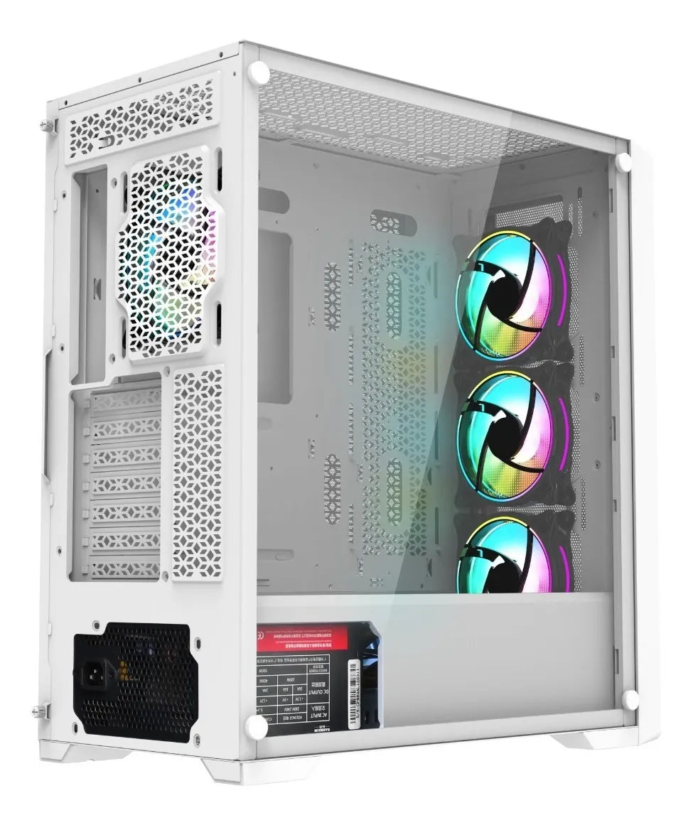 Chasis Gamer Iceberg Titan M16 Blanca X4 Argb Fans Blanco