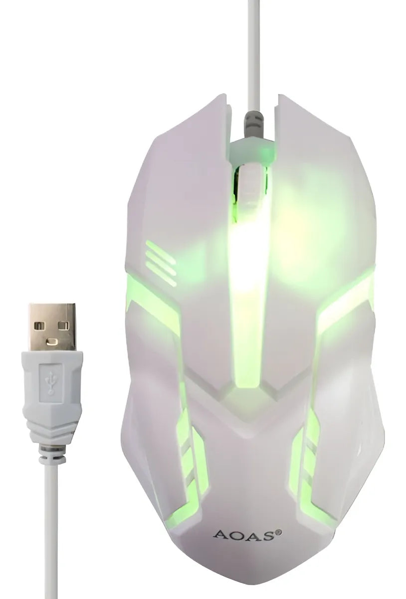 Mouse Y Teclado Gamer Rgb Aoas M-400 Blanco