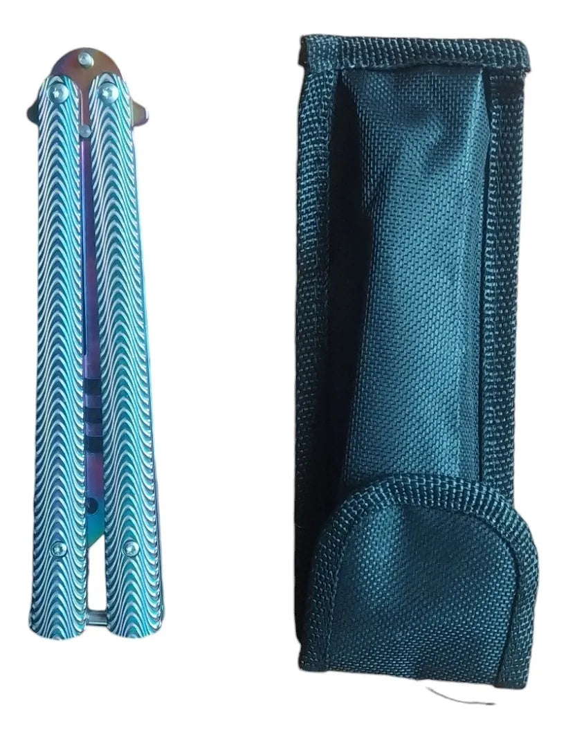 Navaja Cuchillo Mariposa De Entrenamiento Acero Camping Plateado